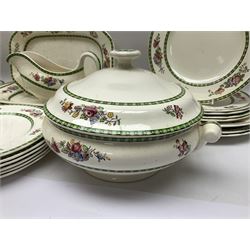 Copeland Spode, Spode's Glory pattern part dinner service, comprising two covered tureens, six dinner plates, six side plates, six dessert plates, sauce jug, three serving dishes of various sizes   