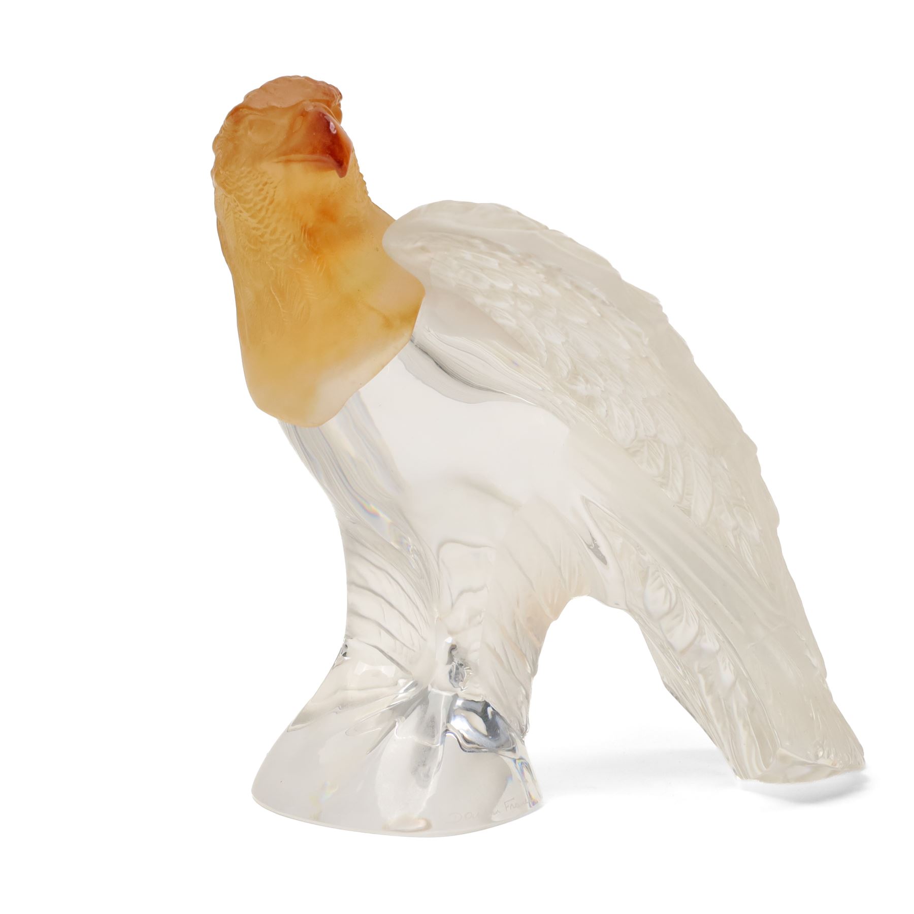 Daum crystal eagle, with pate de verre head, incised Daum France to base, boxed H19.5cm 