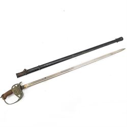 Prussian Cavalry sword Model 1889, with 77cm single edge blade, the folding guard incorpor...