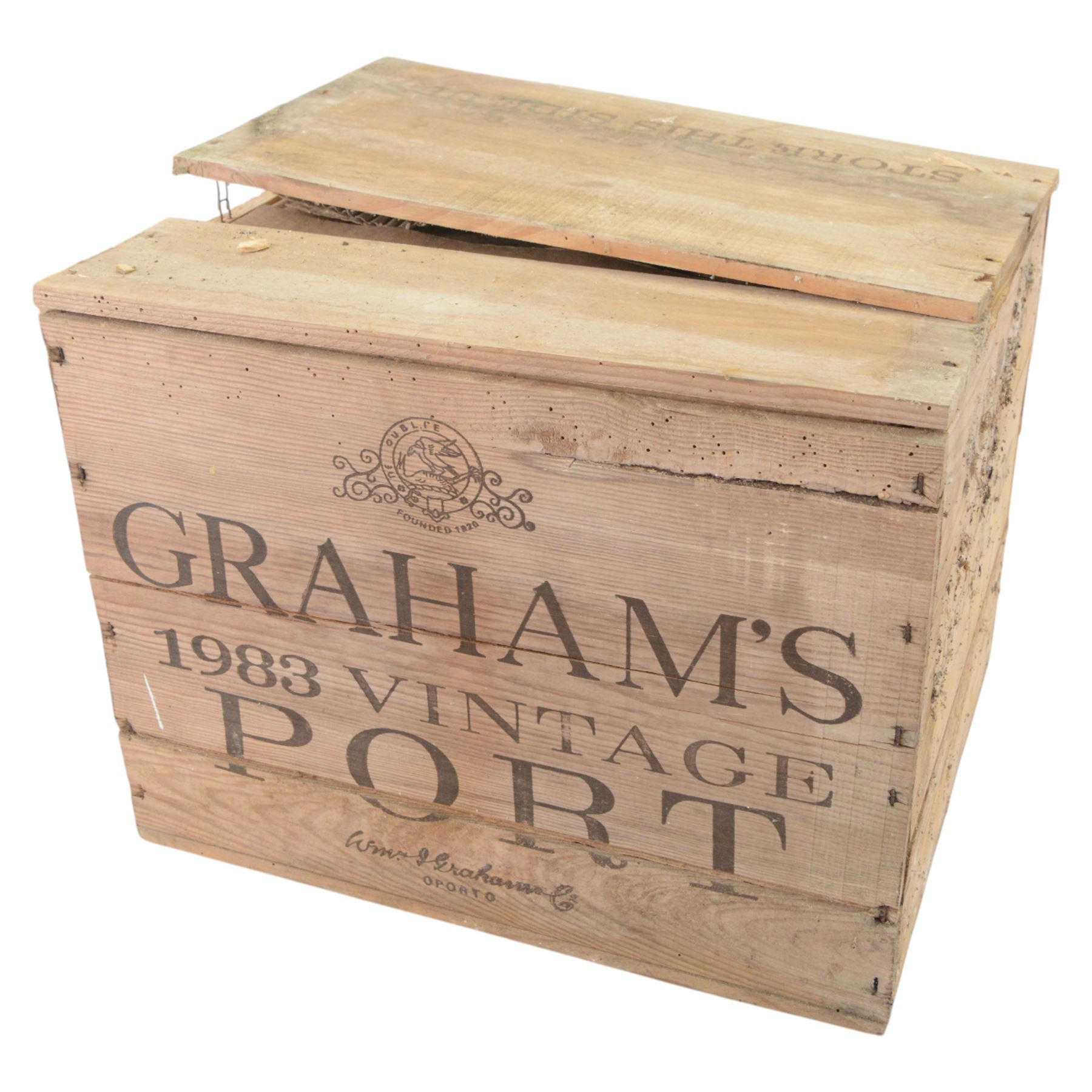 Graham's 1983 vintage port, 75cl unknown proof, twelve bottles, cased