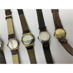 Twelve manual wind wristwatches including MuDu, Kenwell, Cauny, Technos, Bernex, Kienzle, Royce, Emka, Ery, Accurist and Chalet, all with subsidiary seconds dials