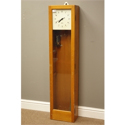  Mid 20th century Gents' of Leicester electric master clock with pendulum, in polished beech case with glazed door, W29cm, H129cm, D18cm  