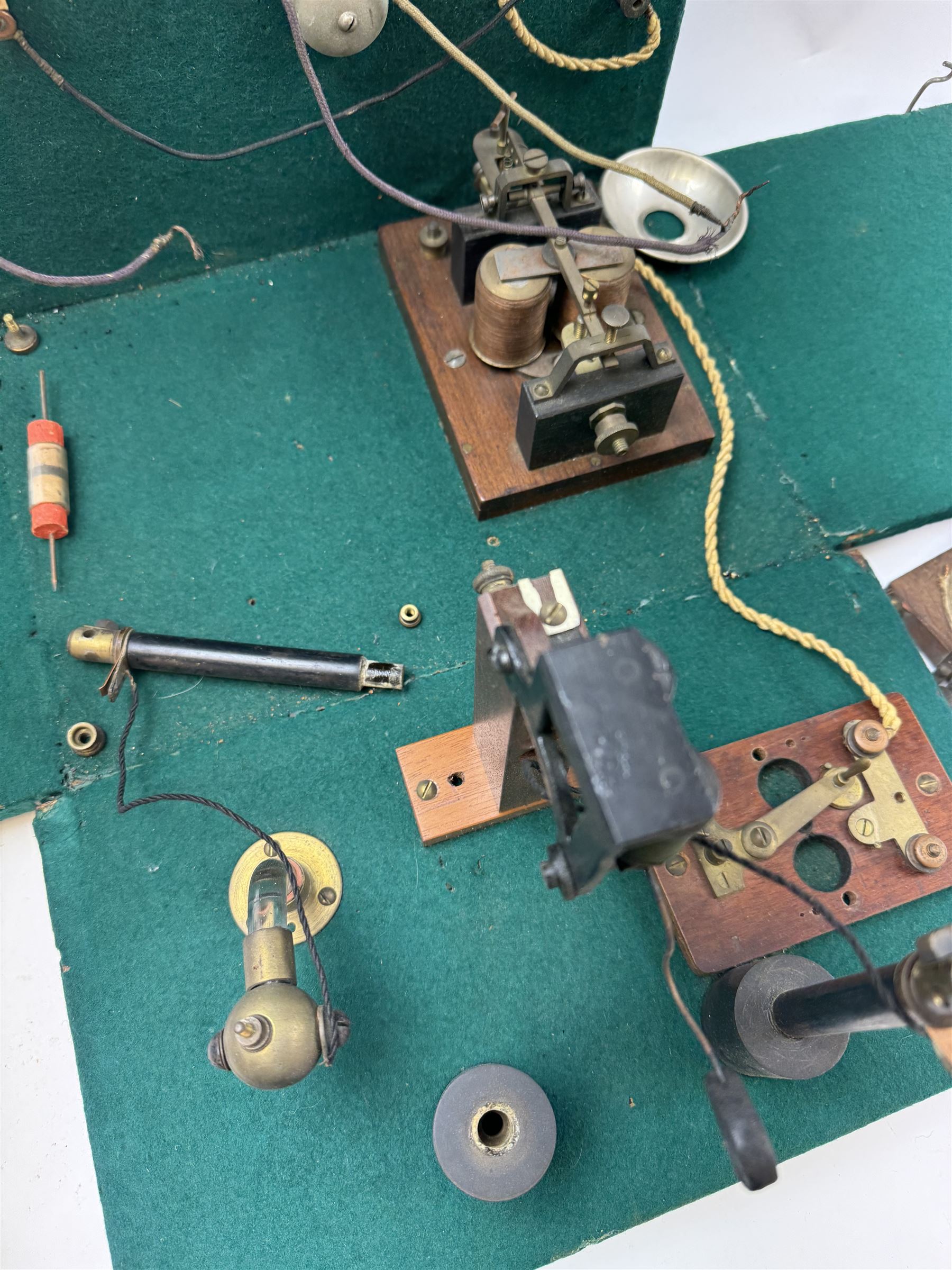 Prototype for a wireless telegram machine, possibly Marconi, contained within a portable folding box
