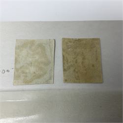 Mostly Great British Queen Victoria stamps, including penny black with black MX cancel, 1840 two pence blue with black cancel, imperf penny reds singles and pairs, perf penny reds stars and plates, various postmarks or cancels, penny reds on pieces or covers, halfpenny 'bantams', other QV issues with some higher values etc, housed in a blue stockbook