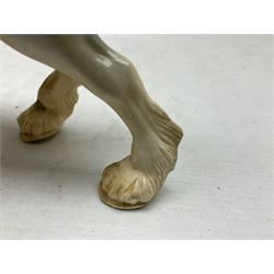 Group of three Beswick Shire horses, comprising CH. Burnham Beauty mare in matte finish, dapple grey horse and bay horse, all with stamped marks beneath