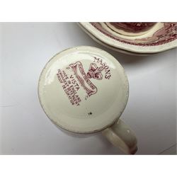 Masons Vista pattern ceramics, including coffee pot, sauce boat, twin handled jar and cover, teapots, mugs, etc 