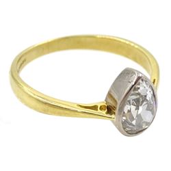 18ct gold single stone old pear cut diamond ring, Birmingham 2004, diamond approx 1.15 carat