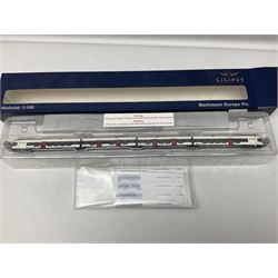 Bachmann Liliput 'N' gauge - two Regionaltriebwagen FLIRT four-car trains for Eurobahn and Seehas; both boxed (2)