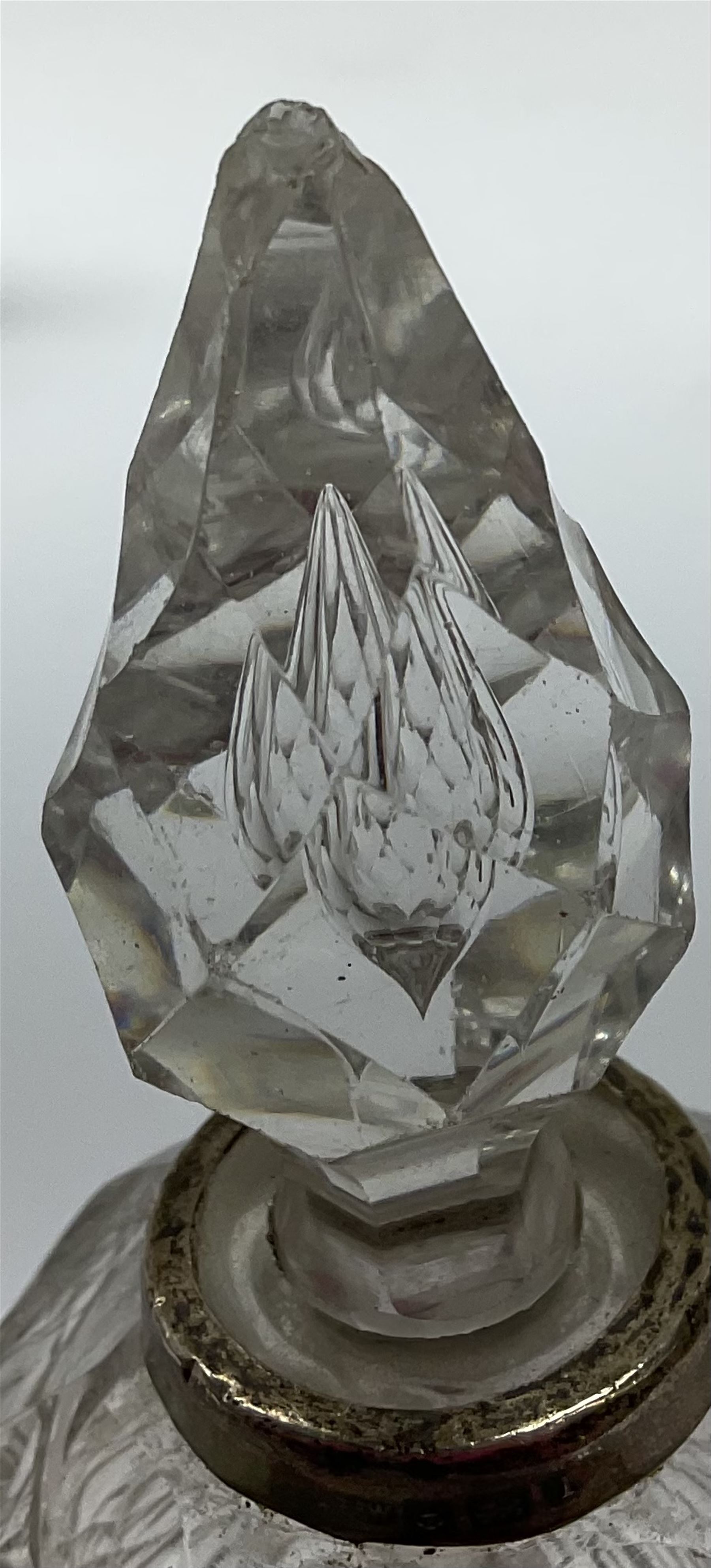 Group of silver mounted glass scent bottles and crested ware, together with a Brierglass lead crystal box with a glass and silver, lid, etc all silver with various hallmarks. 