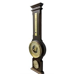 20th century oak cased Aneroid barometer with thermometer and hygonometer.