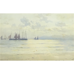  Ernest Dade (Staithes Group 1868-1935): Herring Fleet in the South Bay Scarborough, watercolour signed and dated '88, 33cm x 51cm  