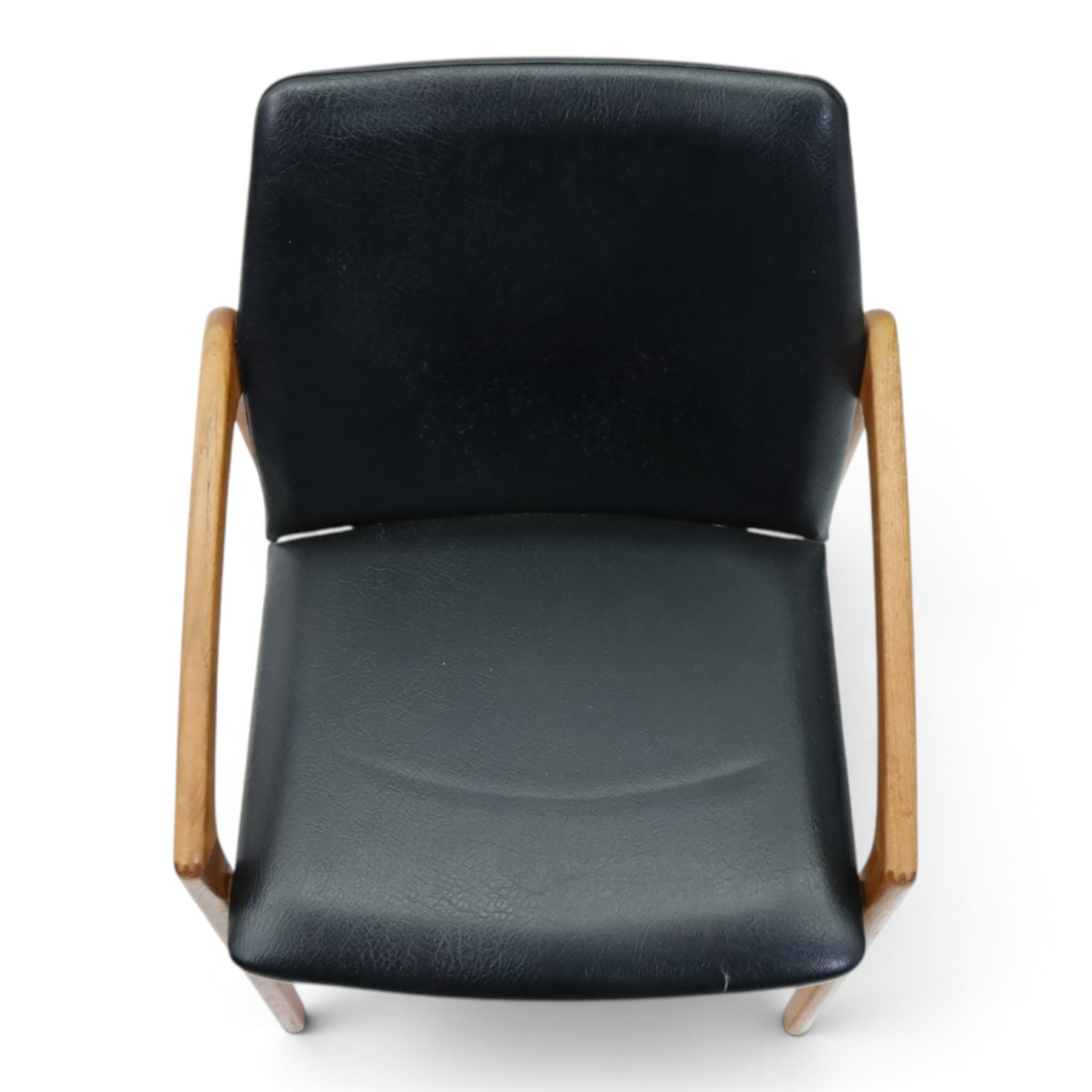 Henning Kjaernulf (1911–1975) for Korup Stolefabrik - Danish mid-century teak framed model 23 chair with black leatherette upholstery