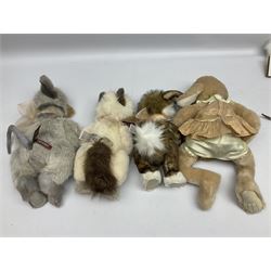 Nine Charlie Bears, comprising three limited edition examples, Fauna SJ6017, designed by Isabelle Lee, 105/240, Little Miss Muffet CB205252O, 648/1000, and Romano CB202020, 405/600, plus Roulade CB202047, Clawdia CB171796, Annabelle CB171782, and Seek CB161691, each designed by Isabelle Lee, and Scrambles CB185194, and Baabahrah CB205251O, all with tags 