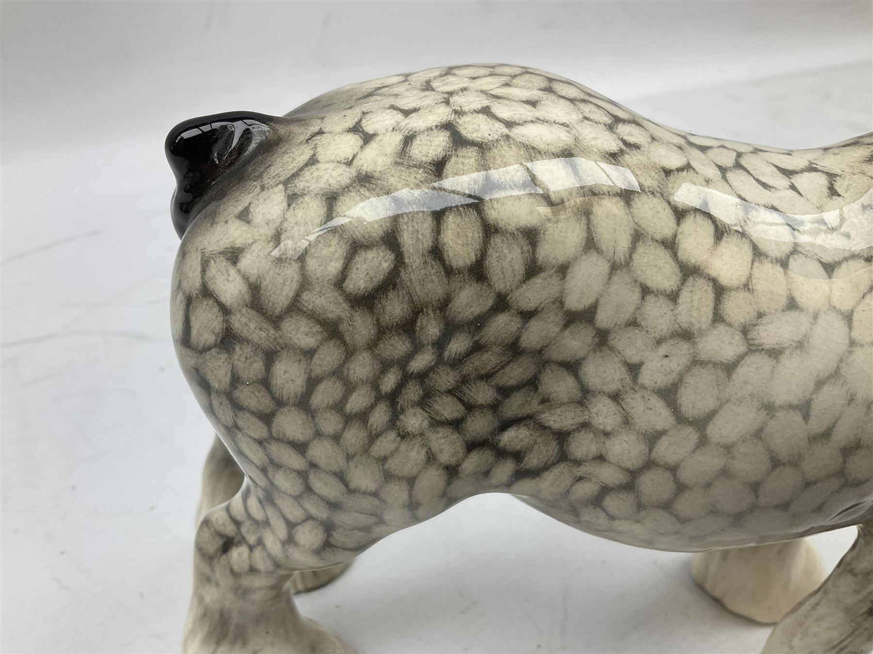 Beswick Shire horse in rocking horse grey no. 818, with printed mark beneath, H21cm