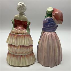 Eight Royal Doulton figures, including The Parisian HN2445, The Favourite HN2249, Miss Demure HN1402 and Harmony HN2824, all with printed mark beneath