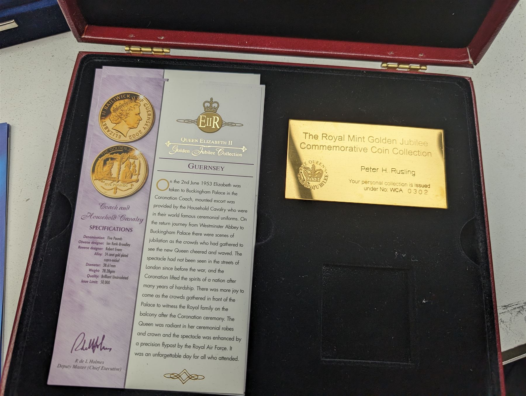 Large collection of modern commemorative coins, mostly being silver proof, including Queen Elizabeth II Bailiwick of Guernsey 1999 'Sir Winston Churchill' one pound, 2000 'HM Queen Elizabeth The Queen Mother', various sterling silver proof coins from the 'Golden Wedding Anniversary Silver Collection' including Bailiwick of Guernsey 1997 five pounds, Bermuda 1997 two dollars, Republic of Malawi 1997 five kwacha, Falkland Islands 1997 five pounds, Bailiwick of Jersey 1997 five pounds, Alderney 1997 two pounds etc, various sterling silver proof and portrait highlighted in gold coins from the 'Golden Jubilee Collection' including Cayman Islands 2002 two dollars, Bailiwick of Guernsey 2003 five pounds etc, housed in various coin displays or cases, mostly with certificates