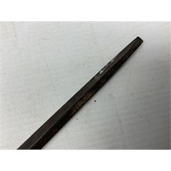 French model 1866 sabre bayonet, the 57.5cm curving blade marked St. Etienne 1873; in associated steel scabbard L71cm; and Mosin-Nagant M1891 socket bayonet with 43cm cruciform blade No.37068 (no scabbard) (2)