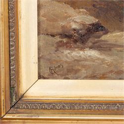 C Holmes (British 19th/20th Century): Clouds over Whitby, oil on canvas signed, 24cm x 34cm; Hely Augustus Morton Smith (British 1862-1941): Entering Whitby Harbour, watercolour signed 42cm x 30cm; W Berkeley (British 19th Century): The Doorway, watercolour signed and dated '04, 23cm x 19cm (3)