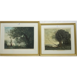 H.Scott Bridgewater  after J.C.Corot : 'Souvenir De Northfontaine'  & 'The Bent Tree', two mezzotint engravings signed in pencil pub. 1927, 40cm x 51cm & 37cm x 44cm  (2)