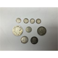 Mostly Great British coins including approximately 40 grams of pre 1920 Great British silver coins, King George III 1797 cartwheel penny, Queen Victoria 1855 half penny, two 1970 coinage of Great Britain and Northern Ireland proof sets, Queen Elizabeth II Bailiwick of Guernsey silver twenty five pence coin, quantity of pre-decimal pennies etc