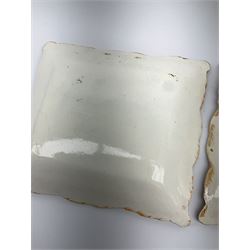 Two 19th century Sunderland orange lustre wall plaques, the first example inscribed Thou God Seest Me, the second example inscribed Prepare To Meet Thy God, H20cm L23cm.