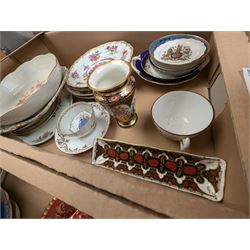 19th century and later ceramics, including cabinet plates, together with Continental vases, Copeland cups and other ceramics, in three boxes