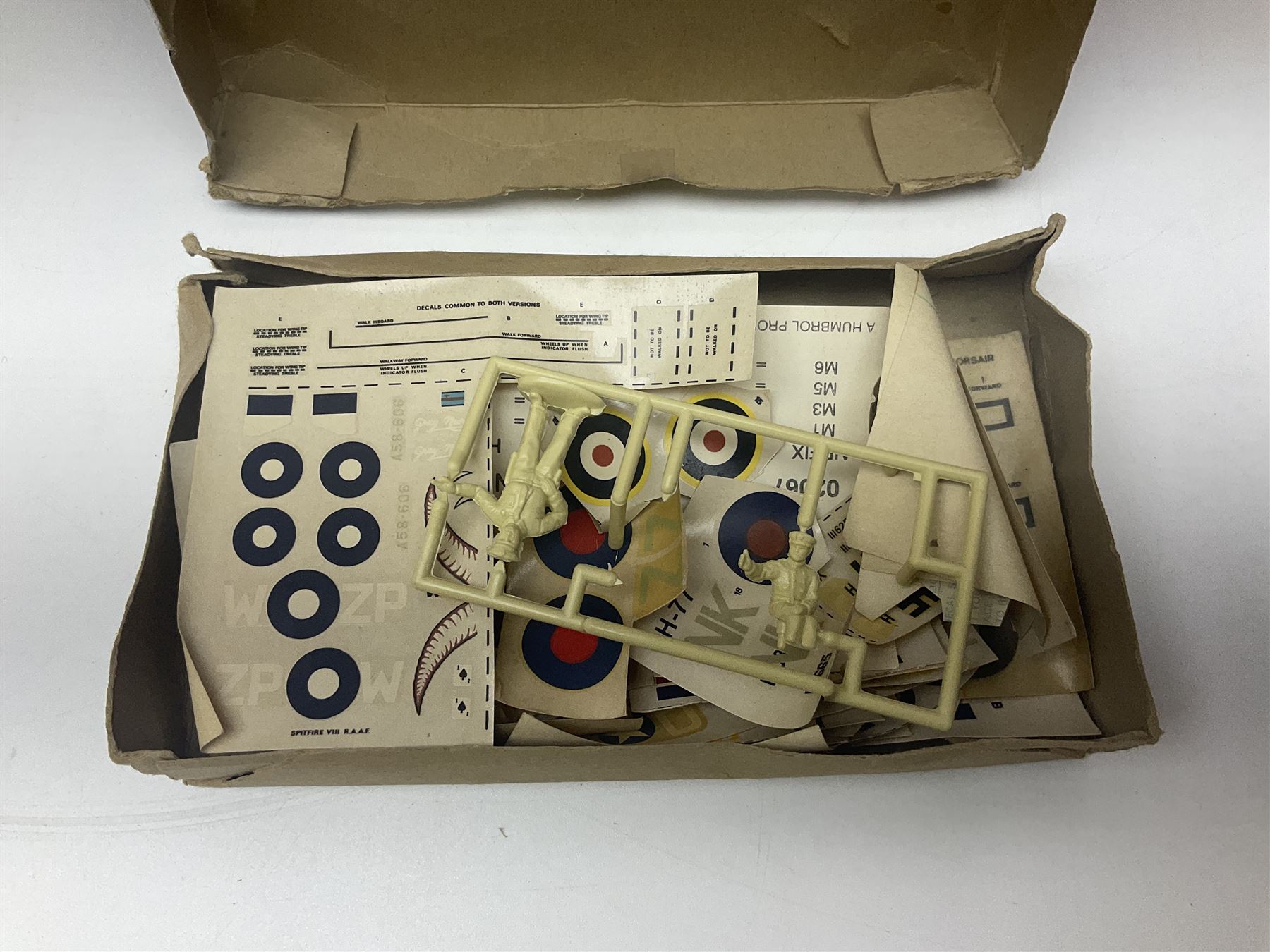 Seven scale model assembly kits to include Airfix, Heller, Italeri etc in one box