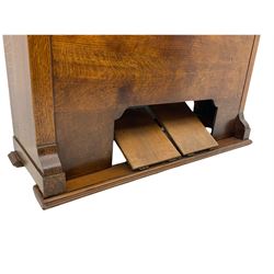 19th century oak cased harmonium, twin pedal pump mechanism