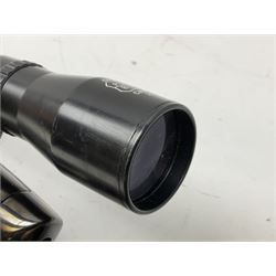 30-06 Steyr-Mannlicher Model M bolt-action rifle, the 61cm hammer forged barrel with side safety, double set trigger and lift-out rotary magazine, walnut stock with chequered pistol grip and fore-end and additional soft leather cheek piece, Pecar Berlin Champion 8 x 45 telescopic sight with quick release mounts, serial no.204791 L111cm FIREARMS CERTIFICATE REQUIRED OR RFD