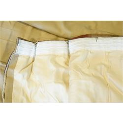 Pair of (190cm) quality full height Linara Wicker curtains with Moon Kilnsey heading, interlined overall height 228cm, overall width 190cm (each curtain) 