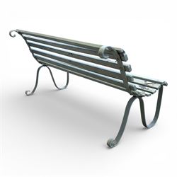 Metal and wood slatted garden bench