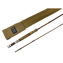 'The Scottie' 9ft 6inch split cane two piece fly fishing rod, housed in a Farlow's London rod bag