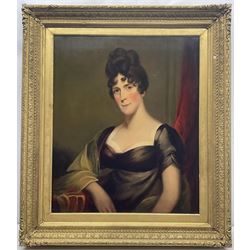 English School (19th century): Portrait of a Lady, oil on canvas unsigned 101cm x 86cm