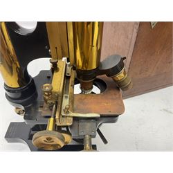 Three W. Watson & Sons microscopes, comprising Kima no 58173, Low power binocular no 98846 and High power binocular no 103144, all boxed 