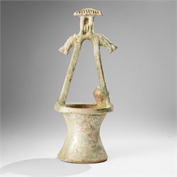 Chinese green glazed model of a well, probably Han dynasty, H44cm 