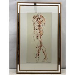 After Bella Pieroni (British 1941-): Embracing Figures, limited edition giclee print signed and numbered 27/250 in pencil 79cm x 39cm