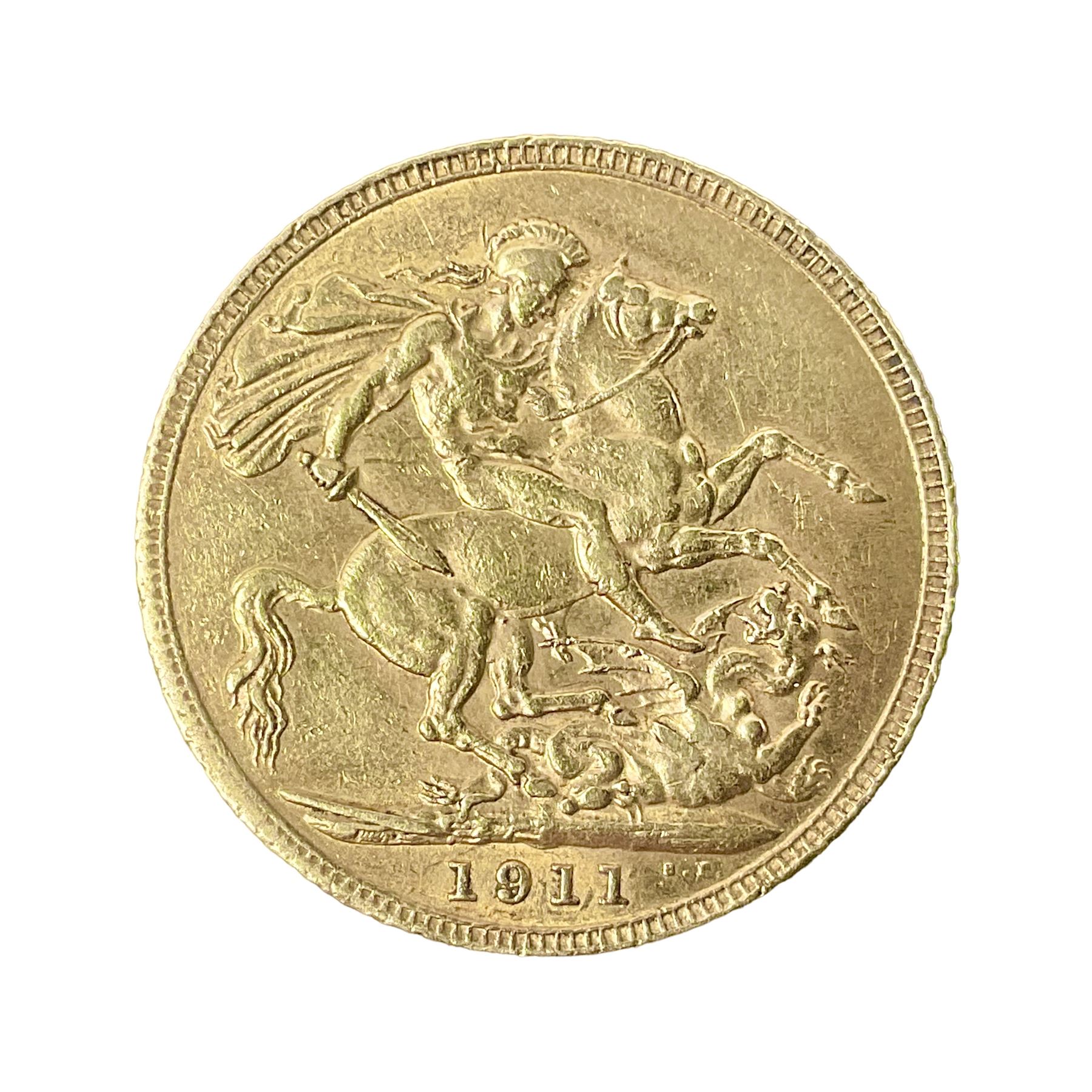 King George V 1911 gold full sovereign coin