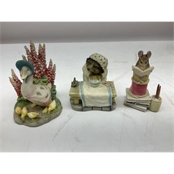 Border Fine Arts Beatrix Potter figures, to include Tableau no. 669814, The Tale of Ginger and Pickles no.A0460, Peter Rabbit in the Garden 739499, Mr Jeremy Fisher A0621, Tabitha Twitchit Brushing Kittens A0625, many with original boxes  