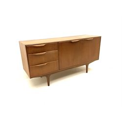 Mid 20th century A.H.McIntosh teak sideboard, two cupboard doors alongside three graduating drawers all enclosing fitted interior, stile supports