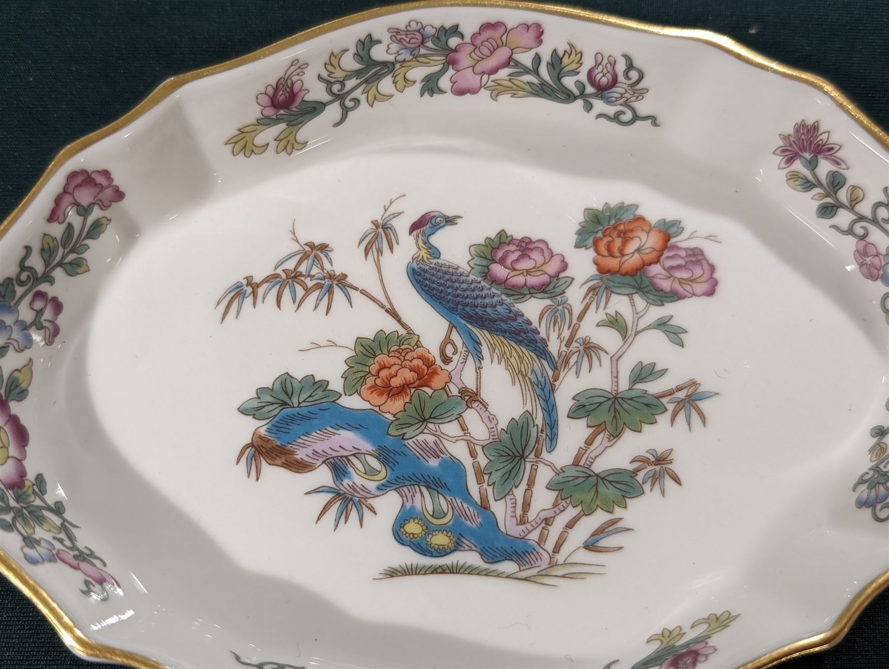 Paragon teacup and saucer, Wedgewood Kutani rose items and a Coalport Ming Rose cruet set