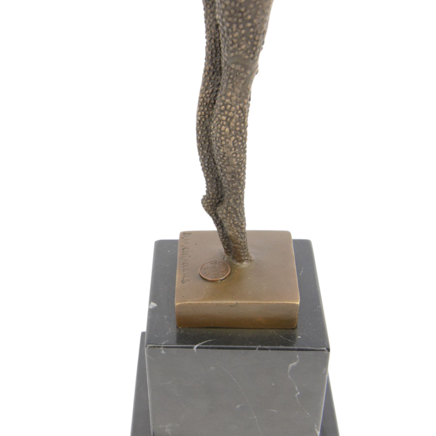 Art Deco style bronze, Starfish dancer, upon a black marble plinth, signed and with foundry mark, H47cm