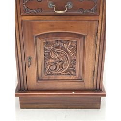 Pair Victorian style mahogany bedside cabinets, fitted with drawer and cupboard