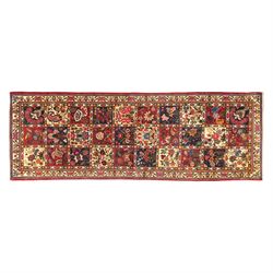 Central Persian Bakhtiar hand-knotted runner, field arranged with a garden panel  design o...