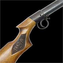  Early 20th century BSA Standard .177 Cal. Air Rifle (No.1), early A prefix number A67, with blued finish, top-loading, push-button underlever action, walnut semi-pistol grip stock with chequered BSA logo L101cm overall; with contemporary canvas case; NB: AGE RESTRICTIONS APPLY TO THE PURCHASE OF AIR WEAPONS.