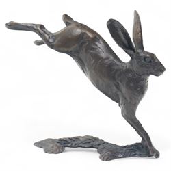 Michael Simpson (British Contemporary): Leaping Hare and Three Hares Dancing, two bronzes, one limited edition signed and numbered 273/350 to base, the other apparently unsigned, larger H7cm (2)