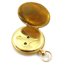  Gold full hunter pocket watch by Waltham Mass, Martyn Square no. 854376 , case no. 67162, engraved bird and flower decoration, stamped 18  