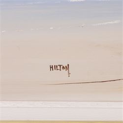 Barry Hilton (British 1941-): Harbour at Low Tide, oil on canvas signed 76cm x 75cm 