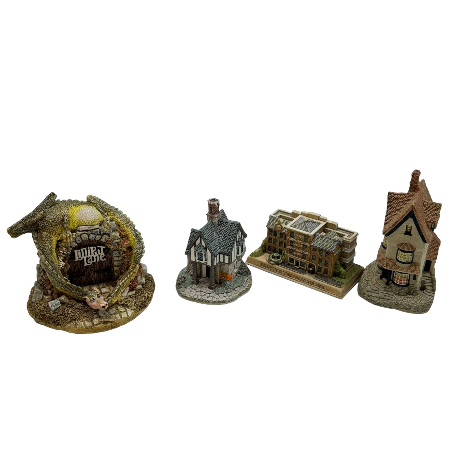 Lilliput Lane limited edition model The King's Arms, boxed with deeds, together with five other limited or special edition Lilliput Lane models, comprising Counting House Corner 1994 (version 2), Biscuit Works Carlisle 2005, Rowan Lodge (version 1) engraved South Bend 1990, Gulliver 1986 (version 1) and Dennis the Dragon 1986, unboxed 