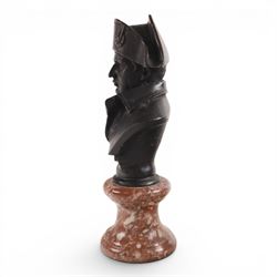Churchill bust on stepped circular base, together with Napoleon bust after Masson, largest H23cm