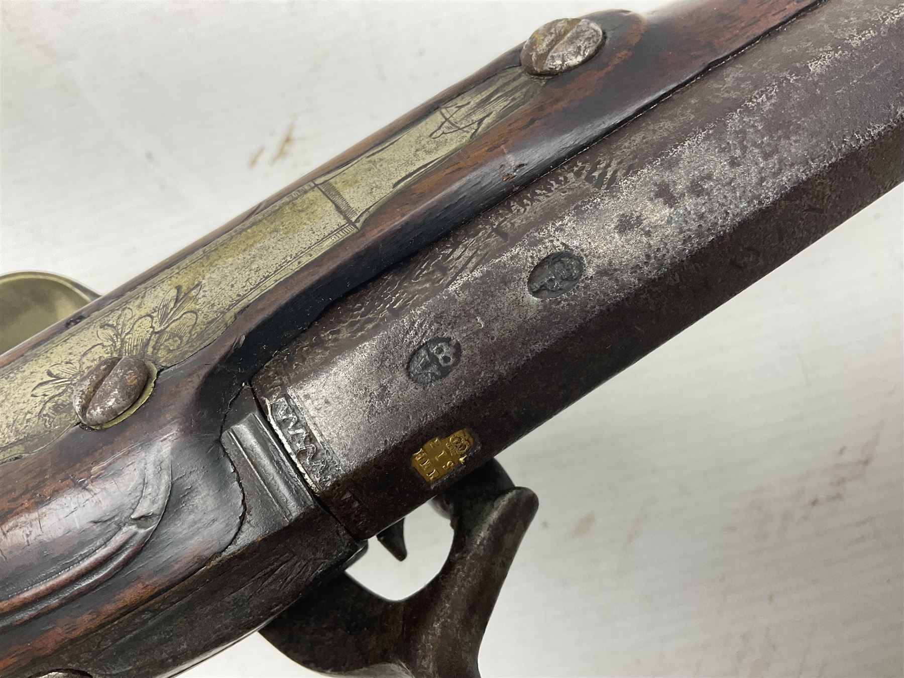Early 19th century 20-bore flintlock converted to percussion fowling piece by Fisher, the 96.5cm(38